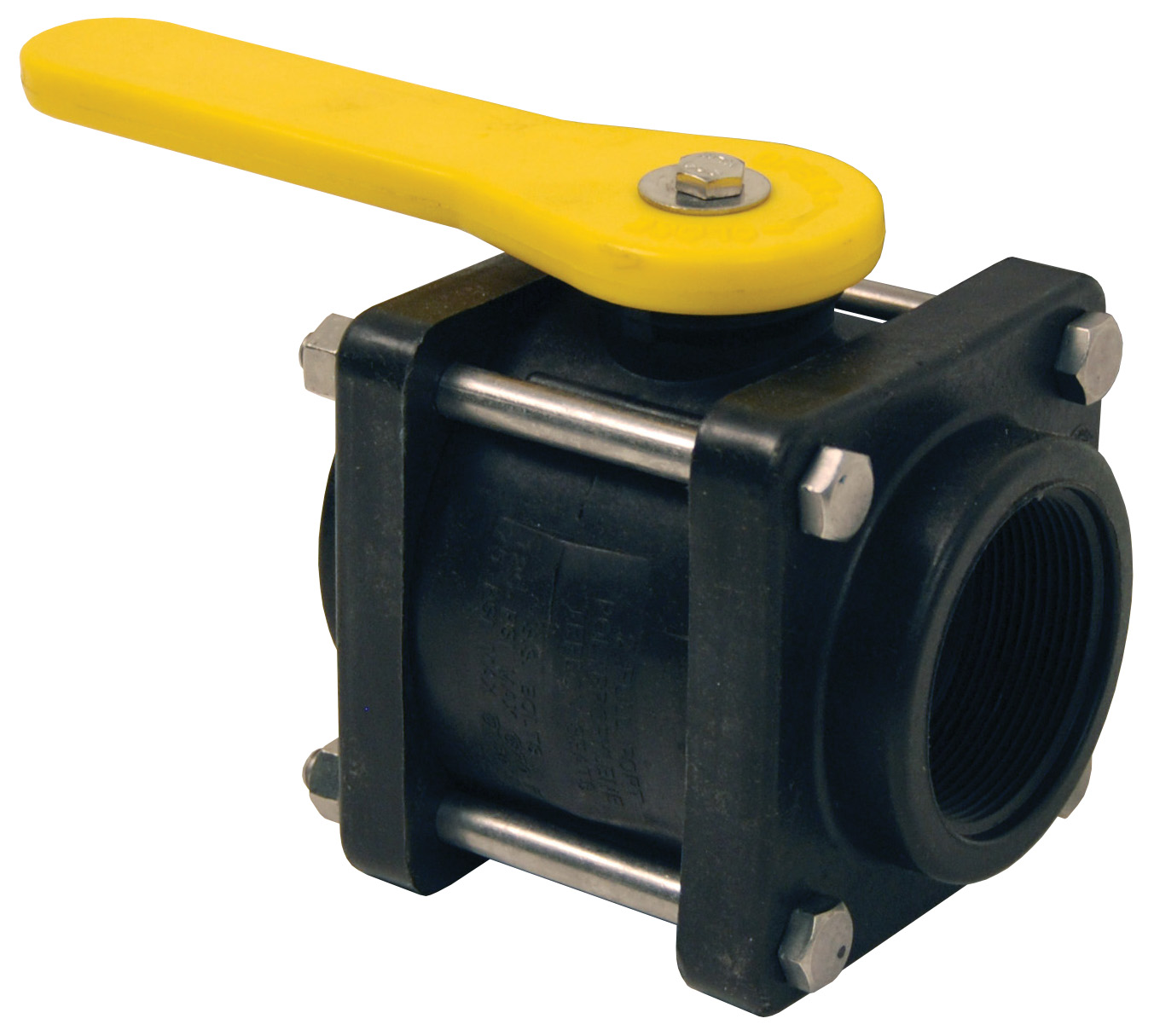 POLYPROPYLENE COMPACT BOLTED BALL VALVE FEMALE X ADAPTER